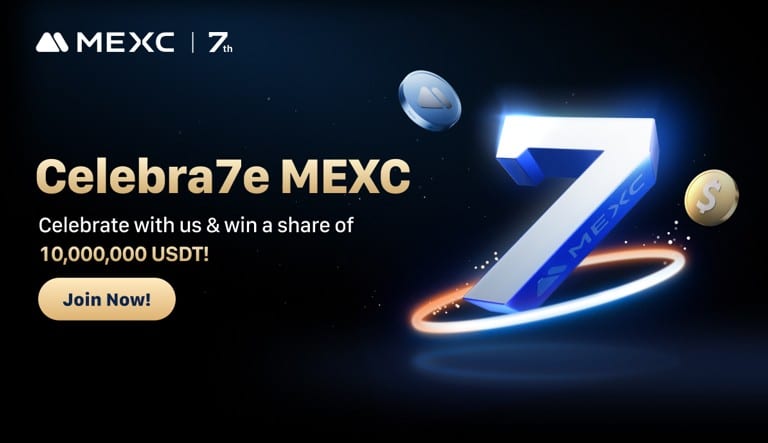 Celebração de 7 anos da MEXC apresenta eventos históricos e prêmio total de 10 milhões de USDT