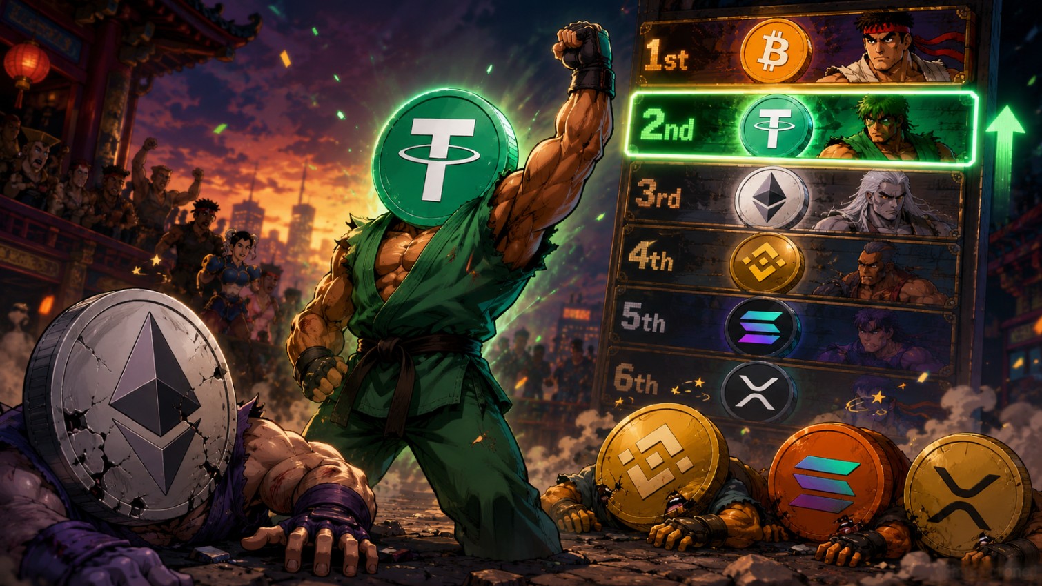 USDT ultrapassa Ethereum em valor de mercado e se torna a segunda maior criptomoeda do setor